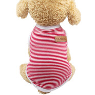 咪貝萌寵物狗狗貓咪衣服春夏裝薄款背心可愛(ài)夏天小狗泰迪小型犬博美比熊  經(jīng)典條紋紅色   S-胸圍33CM（建議2.4-4斤）
