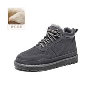 百麗（Belle）男鞋羊毛雪地靴男士短靴戶(hù)外加絨保暖棉鞋男靴子冬季A1334DD3 系帶款-灰色 44