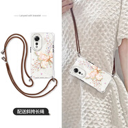 莓努 適用榮耀暢玩70plus手機殼新款輕奢honor可背斜挎掛繩硅膠滿(mǎn)鉆半邊蝶四角防摔女保護套 透明-滿(mǎn)鉆半邊蝶白-掛件C010 暢玩70plus