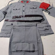 歌百夢狼牙山五壯士做舊演出服  老紅軍破爛補(bǔ)丁衣服舞臺話劇表演服裝 灰色棉麻不加血漬不加補(bǔ)丁 155 XXS