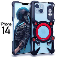ZIMON適用于iPhone16手機(jī)殼新潮保護(hù)殼蘋果15個性防摔金屬旋轉(zhuǎn)支架款14 黑色 For iPhone16