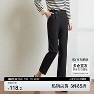 尚都比拉設(shè)計(jì)感不對(duì)稱腰袢休閑褲女小個(gè)子百搭顯瘦九分褲子 黑色 L 