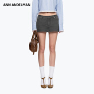 ANN ANDELMAN【膩膩同款】復古水洗高腰包臀裙超短裙套裝搭配上衣 深灰色短裙 S