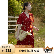 獨(dú)束大碼女裝法式小翻領(lǐng)連衣裙女夏季新款遮肉顯瘦雪紡裙子 紅色 2XL