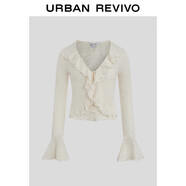 UR2025夏季新款女裝荷葉邊肌理感長(cháng)袖開(kāi)襟襯衫UYV250034