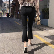 姿偉祺黑色喇叭牛仔褲女秋季大碼高腰顯瘦百搭分 199黑色九分 27 建議90-100斤