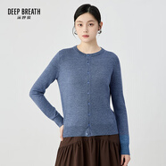 深呼吸DEEP BREATH女裝可機(jī)洗純羊毛針織開衫女A400732 牛仔藍(lán) L (4)