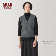 無印良品（MUJI） 女式水洗米蘭諾羅紋針織背心毛衣女裝上衣外搭 秋冬 深灰色 M（160/84A）