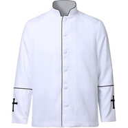 Z&Zz中世紀(jì)牧師神父外套 萬圣節(jié)神職人員cos外套上衣角色扮演服裝工 白色黑邊牧師外套 S