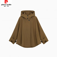 皮爾卡丹（pierre cardin）2026新款設計短款短風(fēng)衣字廓形寬松連帽斗篷外套女秋季原宿港風(fēng)開(kāi) 棕色 S 【建議80-95斤】