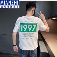 棉致半袖體恤ins夏季超火潮牌棉短袖1997圖案T恤男青年百搭 [純棉]字母短袖-白色 D316 M 80-100斤