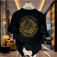 bcvcl男裝重磅短袖T恤男士2025夏季美式潮流寬松白色百搭衣服 DT1891-黑色 M
