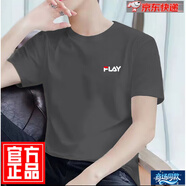FEAE官方品牌t恤男短袖2025夏款刺繡純棉冰絲休閑簡(jiǎn)約圓領(lǐng)大碼短袖 炭灰色【Y】 2XL 【建議145-160斤】