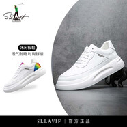 薩拉維夫（SLLAVIF）板鞋男低幫小白鞋男透氣運(yùn)動休閑鞋男厚底男裝鞋青年潮牌 1570白彩 38