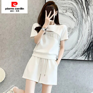 皮爾卡丹（pierre cardin）歐貨夏季時(shí)尚小心機新款設計感鏤空流蘇短袖洋氣減齡短褲套裝 1046白色套裝 S 70-90斤選