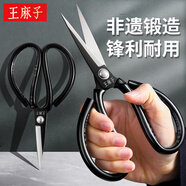 王麻子剪刀家用 多功能尖頭辦公剪子 工業(yè)服裝裁縫專用剪紙線頭手工剪刀