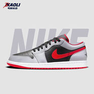 耐克（NIKE）【潮】Air Jordan aj1板鞋男女情侶新款低幫休閑運(yùn)動(dòng)籃球鞋休閑鞋 553560/553558-060黑灰紅 女款GS 36