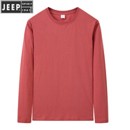 JEEP SPIRIT打底衫長(zhǎng)袖t恤男純色寬松體恤春秋季新款大碼上衣打底衫男秋衣 磚紅圓領(lǐng)長(zhǎng)袖 S 【建議90斤以下】