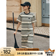 Olrain歐芮兒法式條紋短袖連衣裙女夏季新款寬松撞色開叉通勤T恤裙子 黑白條紋 L