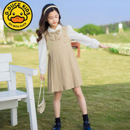 G.DUCKKIDS女童連衣裙春秋大童長袖學院風JK衣服兒童春裝公主裙女孩套裝裙子 卡其色 170碼(建議身高155-165cm)