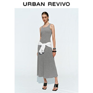 UR2025夏季新款女裝休閑簡(jiǎn)約百搭無(wú)袖長(cháng)裙連衣裙UWB750002 深灰花灰 XL