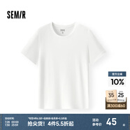 森馬（Semir）[陳都靈同款]短袖t恤女修身正肩圓領(lǐng)夏涼感抗菌顯瘦百搭純色上衣 白色調(diào)00311【圓領(lǐng)】25年升級款 XS /150/76A