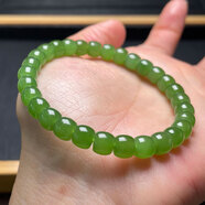 云水謠俄料和田玉碧玉蘋(píng)果綠色直切手串女款手鏈 6*7mm