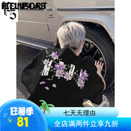 ICONS Lab300G重磅潮牌t恤短袖男夏季潮流美式高街寬松百搭五分袖 DX013-黑色【重磅300g】 S 【建議70-90斤】
