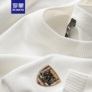 羅蒙（ROMON）輕奢小金標(biāo)老虎頭白色短t袖毛衣男士冬季圓領(lǐng)歐貨針織衫高端時(shí)尚 白色 M 115-130斤