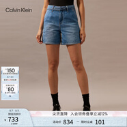 Calvin KleinJeans春夏女士棉亞麻復(fù)古性感系帶ck高腰闊腿牛仔短褲J223958 1A4-牛仔淺藍(lán) 25