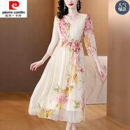 皮爾卡丹（pierre cardin）年輕媽媽連衣裙收腰2025女夏季新款法式仙碎花裙沙灘裙連身裙 主圖色 3XL