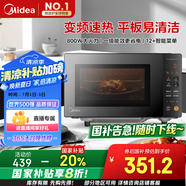 美的（Midea）家用變頻微波爐平板式易清潔 800W微波速熱 一鍵智能菜單 鉆石背板 微晶面板加熱20L（PM20M2）