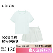 ubras水果系列套頭短袖短褲家居服套裝情侶女士睡衣女款-冰藍(lán)綠 XL