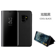 三星（SAMSUNG）適配三星s24手機殼s9+翻蓋鏡面s20保護套Galaxy S23+智能皮套s8防摔殼S22 Ultra休眠s21時(shí)尚s10e感 炫酷黑 三星GalaxyS6 Edge