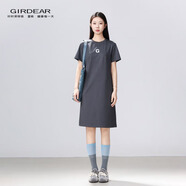 哥弟（GIRDEAR）女裝夏季裙子魔法龍圓領(lǐng)百搭時(shí)尚氣質(zhì)減齡休閑連衣裙女1500529-2 靜奢灰 S (2碼)