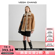 VEGA CHANG皮毛一體短外套女2025年秋冬寬松顯瘦曠野美拉德毛絨保暖夾克外套 布朗棕（長(zhǎng)款） L