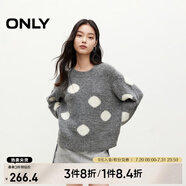 ONLY秋冬甜美百搭休閑波點(diǎn)圓領(lǐng)含羊毛針織衫女|124313032 G12 中花灰色 XL (175) 92A