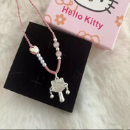 連天純足銀999純銀撥浪鼓Kitty貓銀項鏈吊墜可愛閨蜜六一禮物 撥浪鼓Kitty貓(愛心款)
