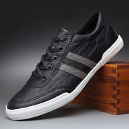 七匹狼（SEPTWOLVES）【央媽推薦】男鞋春秋季新款潮鞋韓版潮流男士皮鞋軟底休閑鞋子男 黑色 38