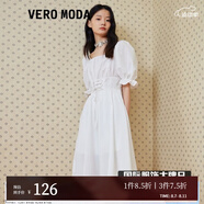 VEROMODA新款甜美氣質(zhì)方領(lǐng)泡泡袖系帶收腰連衣裙女|32226Z047 S85白色-追單 1 XS