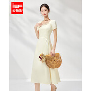 IEF/愛(ài)依服連衣裙2025夏季新款法式成熟優(yōu)雅氣質(zhì)修身顯瘦連衣長(cháng)裙 杏 S