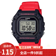 卡西歐（CASIO） 卡西歐(CASIO)小方塊數(shù)顯電子表狂飆安欣同款男防水學(xué)生運動手表 W-218H-4B紅色表帶