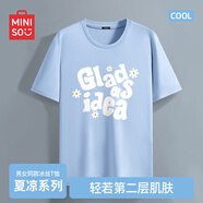 名創(chuàng)優(yōu)品（MINISO）冰絲短袖t恤男士夏季涼感透氣半袖學(xué)生休閑百搭男裝運(yùn)動(dòng)速干衣服 淺藍(lán)色(m春日夢(mèng)想) L 175(體重120-140斤左右)