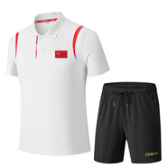 美衣家國家隊運動(dòng)POLO衫短袖T恤男女武術(shù)教練服國旗裁判員速干訓練套裝 3316#白色短套 150