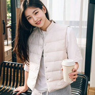 花田衣畝90%白鵝絨服馬甲女2025新款秋冬季中式大衣內搭立領(lǐng)羽絨短款背心 白色 90%鵝絨馬甲 L 推薦體重（115-130斤）
