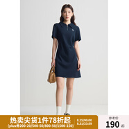 獨束大碼女裝【雙色雙版】氣質(zhì)休閑Polo領(lǐng)連衣裙女夏裝新款簡約裙子 星空藍-短款 XL (尺碼：3)