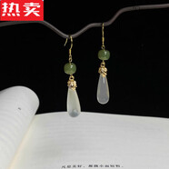 SNQP港澳輕奢高端品質(zhì)古風(fēng)耳飾女春夏和田玉耳環(huán)清冷新中式耳墜漢服朋 金色【s925銀耳鉤】 和田綠玉+白