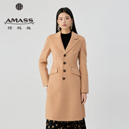 阿瑪施（AMASS）女裝2025秋季新品復(fù)古氣質(zhì)純羊毛雙面呢大衣外套女540038 卡其 S (2)