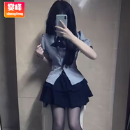賞峰2025新款小個(gè)子純欲套裝學(xué)院風(fēng)女裝短裙子日系JK制服襯衫女兩件套 黑蕾絲蓬蓬裙 單件 S