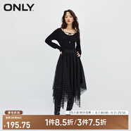 ONLY秋冬淑女氣質(zhì)收腰U領(lǐng)中長(zhǎng)款紗裙連衣裙女|123407010 H1Z 黑色BLACK S 160/80A